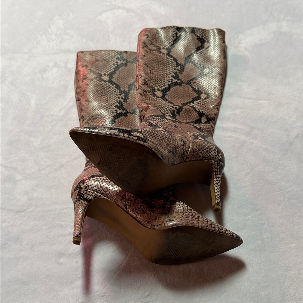 Steve Madden Kinga Pink Snake Pointed-Toe Knee High Boots - Picture 7 of 9